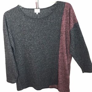 Ava James Heathered Ribbed Pullover Top